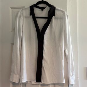 Ann Taylor White and Black Blouse